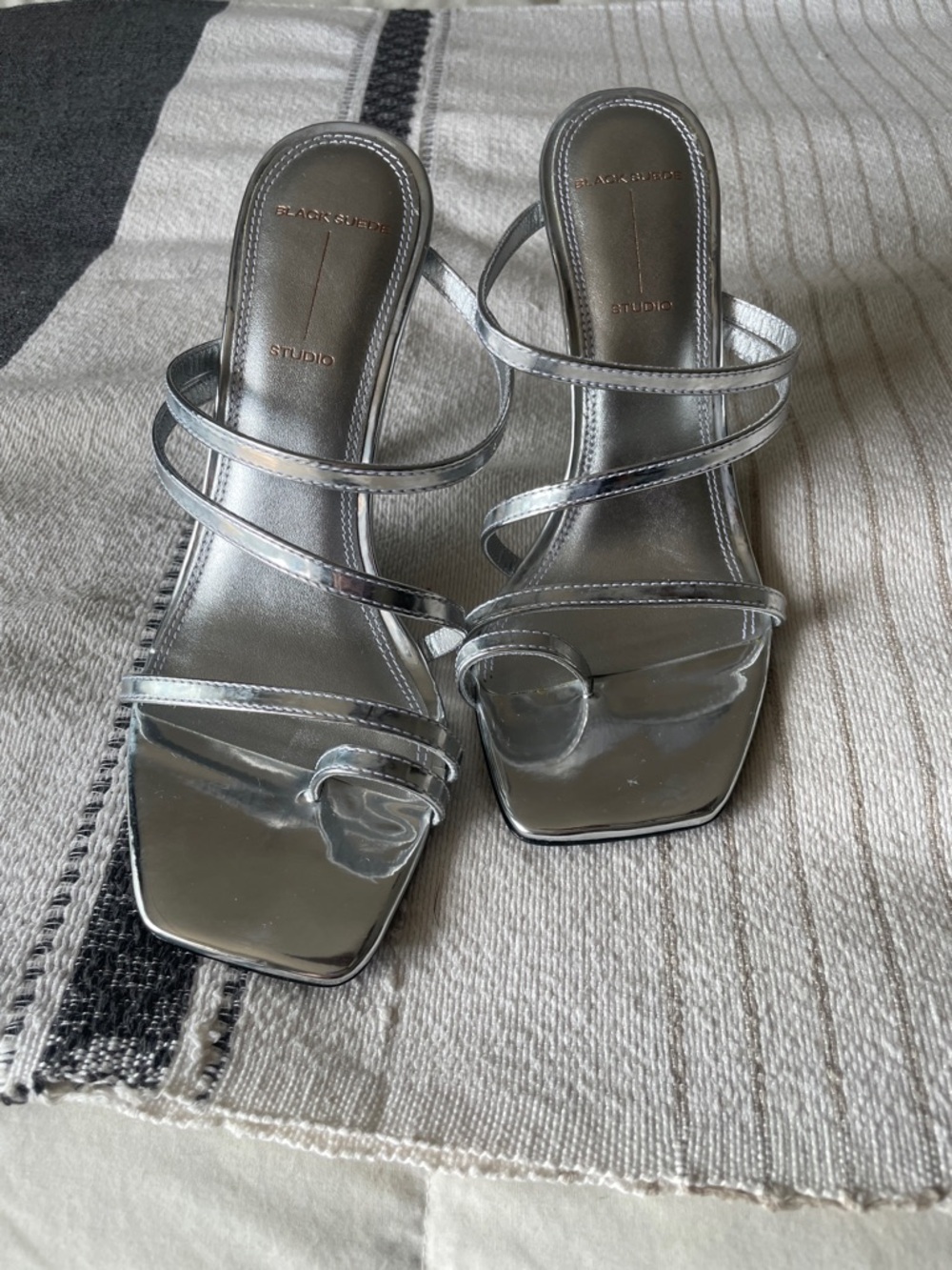 Elegant Silver Strappy Heels
